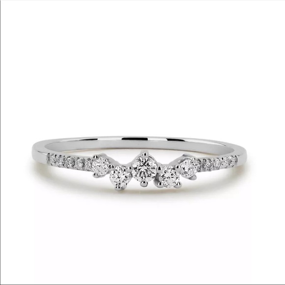 New Sterling Silver Dainty Diamond Ring - Picture 2 of 2